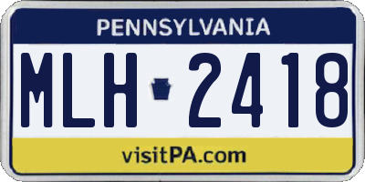 PA license plate MLH2418