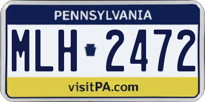 PA license plate MLH2472