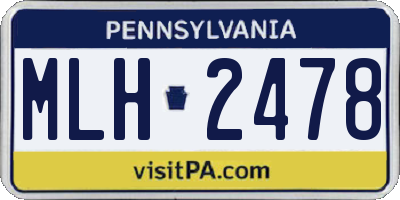 PA license plate MLH2478