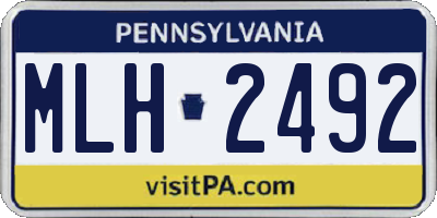 PA license plate MLH2492