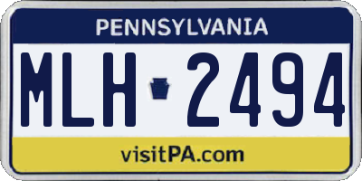 PA license plate MLH2494