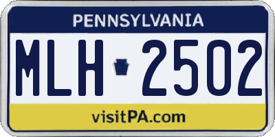 PA license plate MLH2502