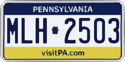 PA license plate MLH2503