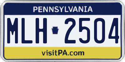 PA license plate MLH2504