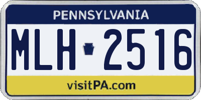 PA license plate MLH2516