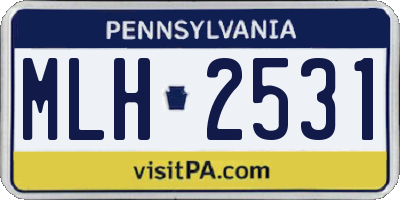 PA license plate MLH2531