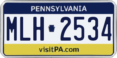 PA license plate MLH2534
