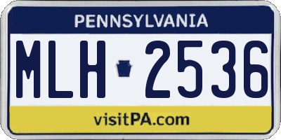 PA license plate MLH2536