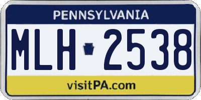 PA license plate MLH2538