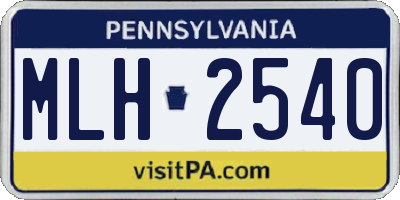 PA license plate MLH2540