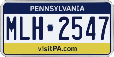 PA license plate MLH2547
