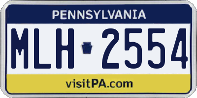 PA license plate MLH2554