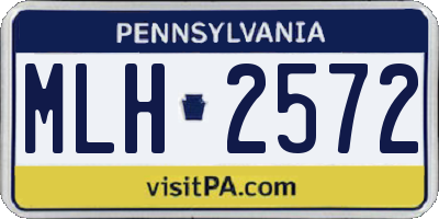 PA license plate MLH2572