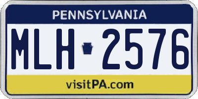 PA license plate MLH2576