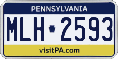 PA license plate MLH2593