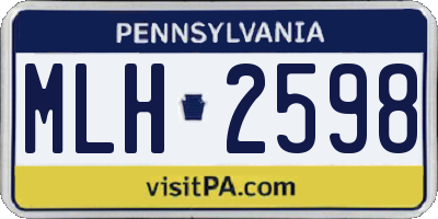 PA license plate MLH2598