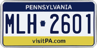 PA license plate MLH2601