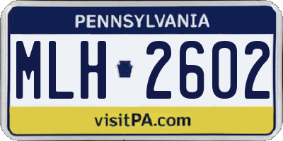 PA license plate MLH2602