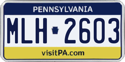 PA license plate MLH2603