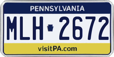 PA license plate MLH2672