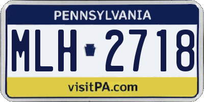 PA license plate MLH2718