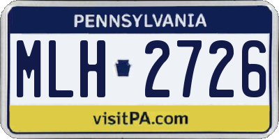 PA license plate MLH2726