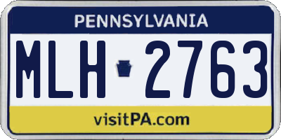 PA license plate MLH2763