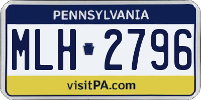 PA license plate MLH2796