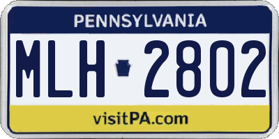 PA license plate MLH2802