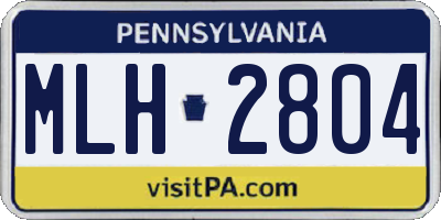 PA license plate MLH2804