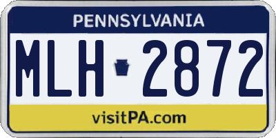 PA license plate MLH2872