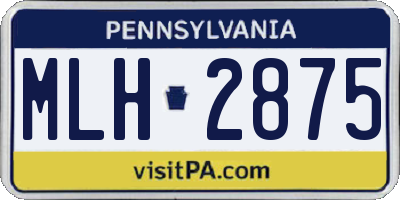PA license plate MLH2875
