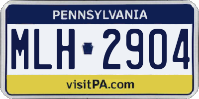PA license plate MLH2904