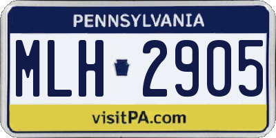 PA license plate MLH2905