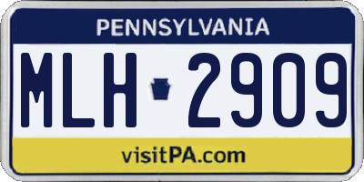 PA license plate MLH2909