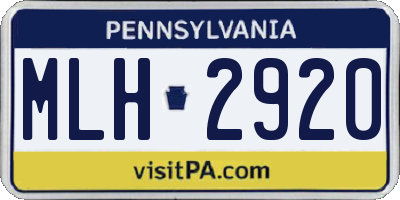 PA license plate MLH2920