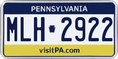 PA license plate MLH2922