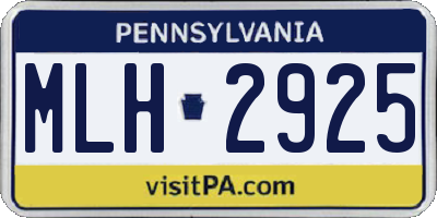 PA license plate MLH2925