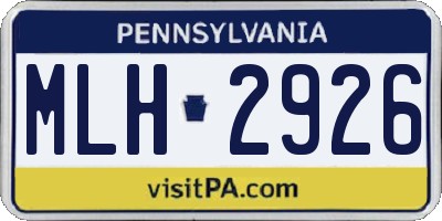 PA license plate MLH2926