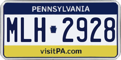 PA license plate MLH2928