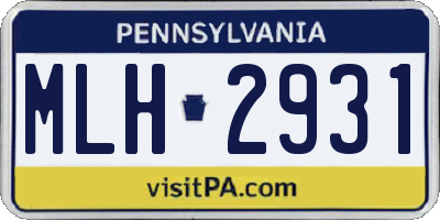 PA license plate MLH2931