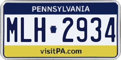 PA license plate MLH2934