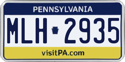 PA license plate MLH2935