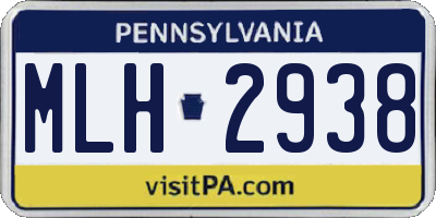 PA license plate MLH2938