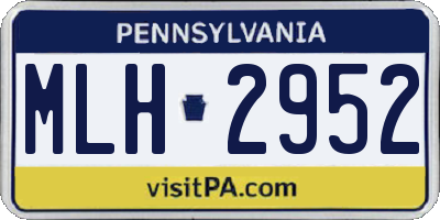 PA license plate MLH2952