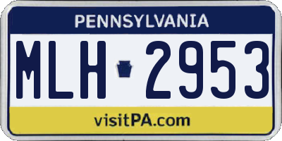 PA license plate MLH2953