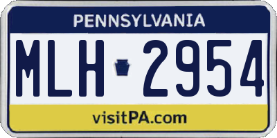 PA license plate MLH2954