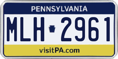 PA license plate MLH2961