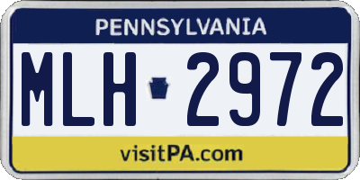 PA license plate MLH2972
