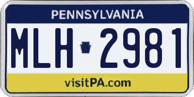 PA license plate MLH2981